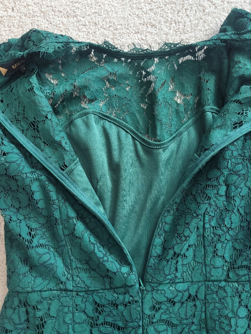 Miusol Elegant Green Lace Sheath Dress Cap Sleeve Cocktail Dress Sz M - Picture 12 of 12